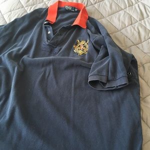 Navy Polo with red collar